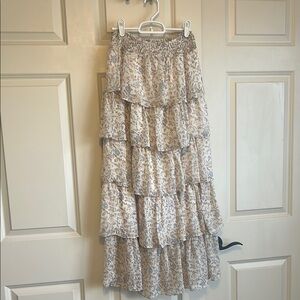 Gold Tiered Maxi Skirt for Cocktail Events